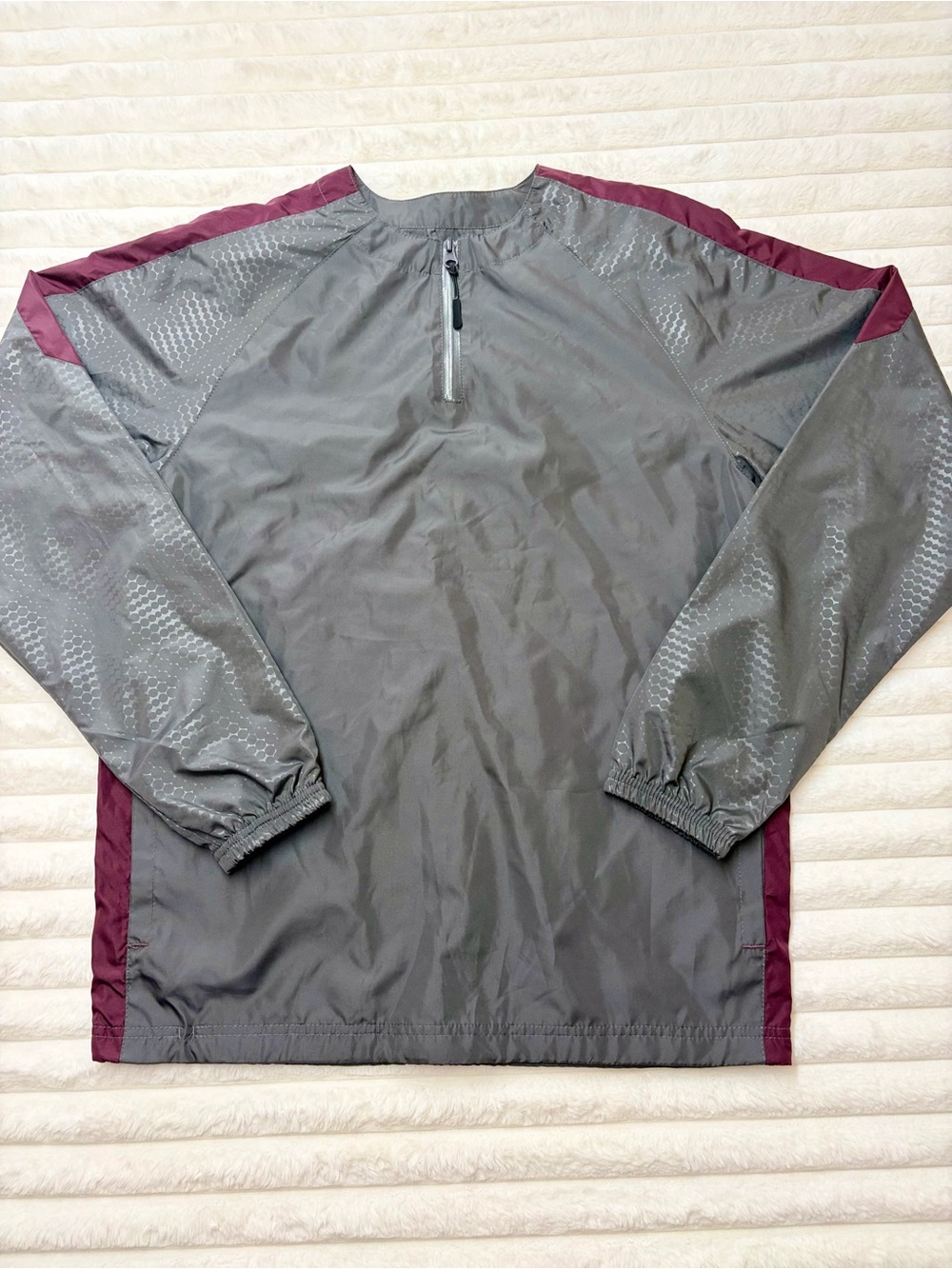 Holloway Gray Windbreaker with Burgundy Shoulder Panels